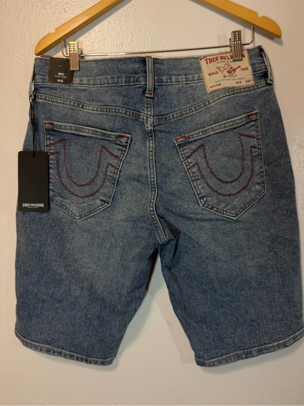 NWT$129 True Religion Ricky light mellow Wash  Cotton Denim  Shorts size 31